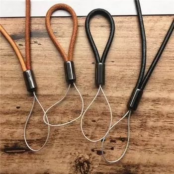Подвесной трос для мобильного телефона, ремешок на запястье, ремешок для телефона, универсальный кожаный шнурок для ключей Black-15cm