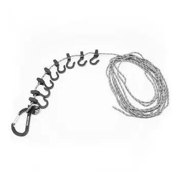 Подвесной трос Naturehike для тента на открытом воздухе с 8 фиксированными крючками и карабином 4,2 м (Серый) серый