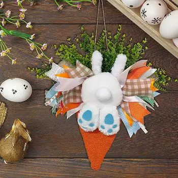 Подвесной венок в виде пасхального кролика, мультяшный хвост, имитация дверного украшения One Size