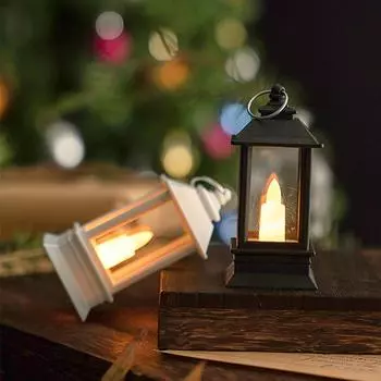 Подвесной винтажный электрический фонарь для кемпинга, ретро-мини-фонарь для домашнего декора, светодиодный электронный светильник для свечей на Хэллоуин, квадратный, ручная работа белый