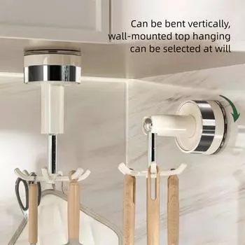 Подвесной вращающийся крючок с шестью лапками, мощный держатель для кухонных принадлежностей, модный крючок с присоской для дома бежевый