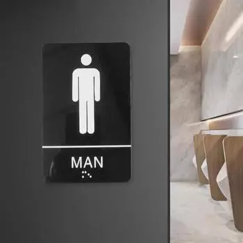 Подвесной знак для ванной комнаты с акриловыми вывесками Брайля для кафе, общественных дверей или настенных магазинов, Men