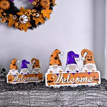 Подвесной знак на Хэллоуин, гном, деревянная дверная вывеска, декор, настенная табличка, жуткие товары для вечеринок, украшение для передней двери для фермерского дома, дома S чёрный