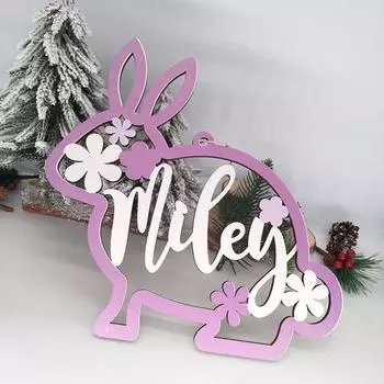 Подвесной знак со шнурком, мультяшное животное, деревянная подвеска ручной работы с пасхальным кроликом, украшение для домашней двери, товары для вечеринок I