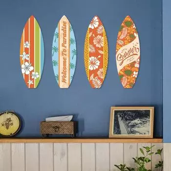 Подвесной знак в виде доски для серфинга в гавайском стиле, декор в стиле ретро для комнаты серфера Style 1