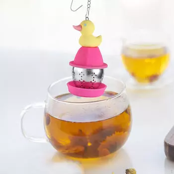 Подвесные аксессуары для чая кунг-фу в форме милой утки, кухонная утварь, портативный силиконовый фильтр