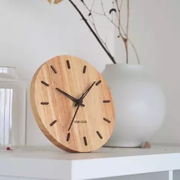 Подвесные часы 22 см Деревянные настенные часы Настольные часы из цельного дерева Интерьер Тихий скандинавский натуральный подлинный стрелка DEMI LOUS. Продукт (Вторая шкала)