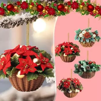 Подвесные цветочные подвески в виде рождественской елки, акриловое 2D-подвесное украшение One Size