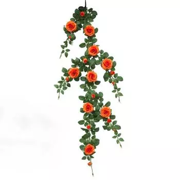 Подвесные цветы Искусственные подвесные растения 1,5 м Искусственная роза Висячие растения Искусственные цветы для дома Комнаты Сада Свадьбы Внутреннего Уличного Декора белый