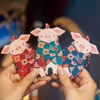 Подвесные деревянные украшения в виде свиней в одеялах, милые поросята, елочные украшения для домашней вечеринки, подарок от тайного Санты красный