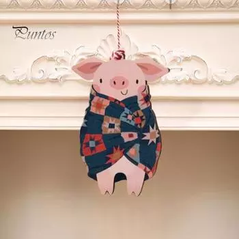 Подвесные деревянные украшения в виде свиней в одеялах, милые поросята, елочные украшения для домашней вечеринки, подарок от тайного Санты красный