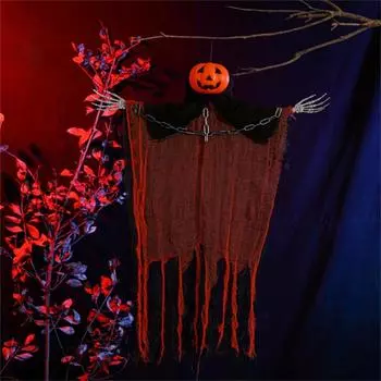 Подвесные мрачные жнецы, украшения на Хэллоуин, ужасная тыква, скелет, вешалка, страшные подвесные призраки, реквизит для внутреннего и наружного использования One Size чёрный