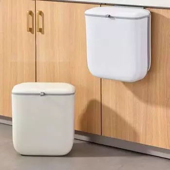 Подвесные мусорные баки, кухонный мусорный бак для пищевых продуктов с крышкой, складные настенные мусорные баки, органайзер большой емкости белый