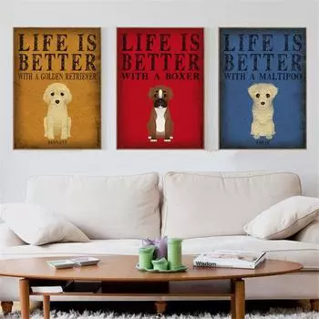 Подвесные настенные художественные картины на холсте для украшения гостиной, умная картина с собакой, креативные картины, домашний декор, принты на холсте, Cuadros 21cm30cm NoFrame