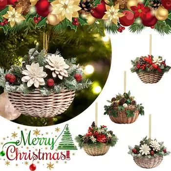 Подвесные подвески в виде цветочных рождественских елок, акриловые 2D подвесные украшения, для подвески в виде рождественской елки в салоне автомобиля One Size