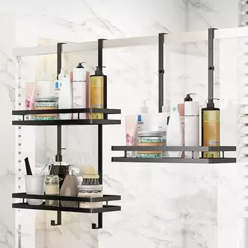 Подвесные полки для душа из нержавеющей стали, органайзер для ванной комнаты, полка для хранения шампуня без гвоздей, держатель для корзины в ванной чёрный