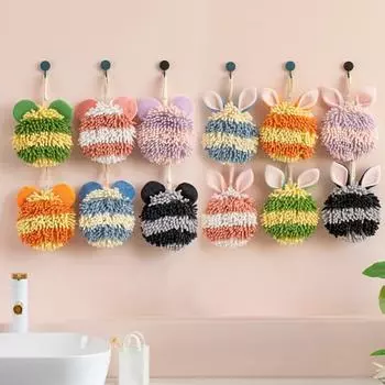 Подвесные полоски для полотенец, вытирающие руки, нежные практичные аксессуары для дома с мультяшными животными фиолетовый