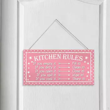 Подвесные правила кухни, деревянный декоративный знак, декоративная табличка, прямоугольная для столовой 20x10 cm