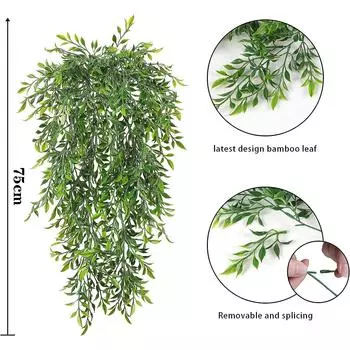 Подвесные растения 69 Сетка Лист ивы Ротанг Домашнее потолочное украшение Настенное плетеное Имитация зеленого растения Свадебное украшение зелёный