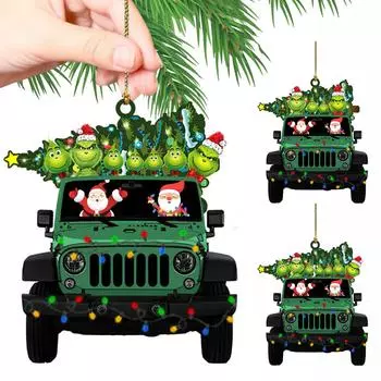 Подвесные рождественские украшения, акриловые плоские рождественские елочные подвесные украшения, рождественские печатные украшения, рождественские елки, праздничные украшения для вечеринок для семьи и друзей One Size