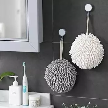 Подвесные салфетки для рук из синели для кухни, ванной комнаты, шарик для полотенец для рук с подвесными петлями, быстросохнущие мягкие впитывающие полотенца из микрофибры серый