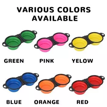 Подвесные силиконовые миски для собак, 2 в 1, двойные миски, складная миска для корма для собак, миска для воды для прогулок на свежем воздухе, кемпинга, путешествий оранжевый