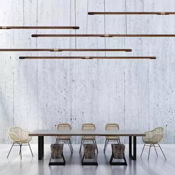 Подвесные светильники для обеденного стола из черного ореха, простые подвесные светильники из полосового дерева, кухонные светильники, люстра для домашнего декора, внутреннее освещение Cold White