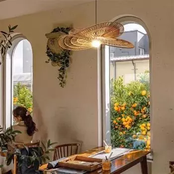 Подвесные светильники Led Vine Art из ротанга, плетеные вручную лампы для ресторана, домашнего декора, спальни, гостиной, креативной столовой, люстры