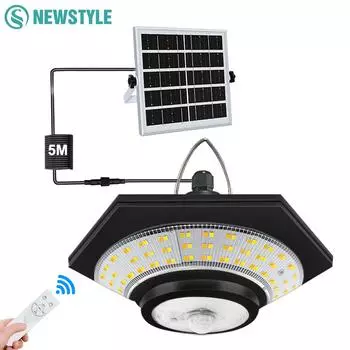 Подвесные светильники на солнечных батареях для помещений и улицы, 228 светодиодов, датчик движения, подвесной светильник с регулировкой яркости, 5 режимов, водонепроницаемый, для сарая, беседки, двора, гаража, сада
