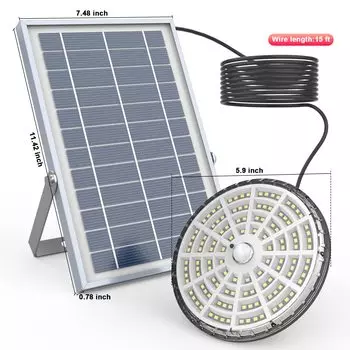 Подвесные светильники на солнечных батареях с датчиком движения, 4 режима освещения, светодиодная люстра с регулируемой яркостью, работающая на солнечных батареях, для гаражной лампы White-6000K