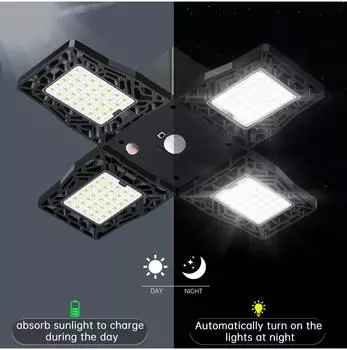 Подвесные светильники на солнечных батареях, внутреннее светодиодное наружное освещение, 4 режима освещения, лампа на солнечной батарее для гаража, сада, датчик движения