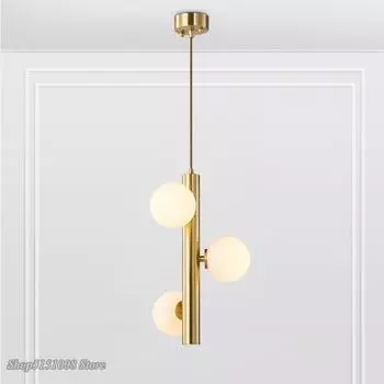 Подвесные светильники Nordic Designer Golden, креативные, Magic Bean, подвесной светильник в виде шара из матового стекла, светодиодные светильники для гостиной и спальни золотистый