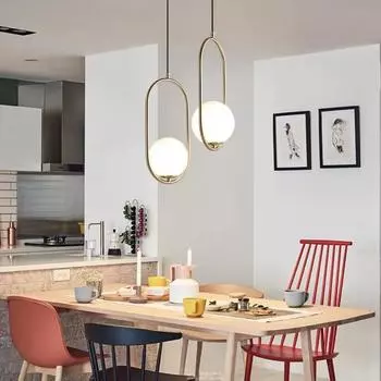 Подвесные светильники со стеклянным шаром, молочно-белый абажур, современный светодиодный подвесной светильник для гостиной, латунный/черный/хромированный подвесной светильник Warm White чёрный