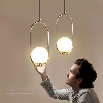 Подвесные светильники со стеклянным шаром, молочно-белый абажур, современный светодиодный подвесной светильник для гостиной, латунный/черный/хромированный подвесной светильник white light чёрный