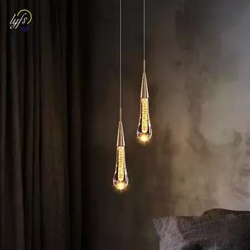 Подвесные светильники со светодиодами из кристаллов, внутреннее освещение для дома, обеденный стол, подвесная лампа, прикроватная лампа для гостиной, украшение, подвесной светильник Cold White