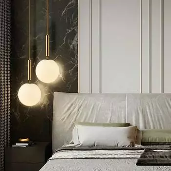 Подвесные светильники в скандинавском стиле, внутреннее освещение, абажур в виде золотого стеклянного шара, современная подвесная лампа, обеденные столы, спальня, гостиная, украшение 20 cm&warm light