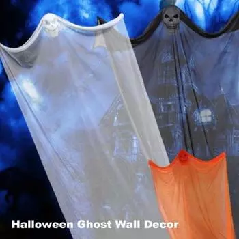 Подвесные украшения для привидения, уличный летающий марлевый призрак с подушкой в виде скелета, украшение для двери на Хэллоуин оранжевый
