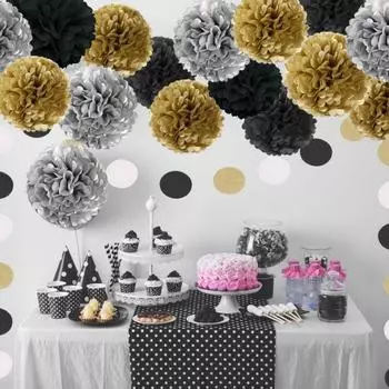 Подвесные украшения для вечеринки, бумажные помпоны - 20/25/30 см, тканевые помпоны, украшения для девичника, вечеринки по случаю рождения ребенка, для девочек - набор из 18 предметов фиолетовый