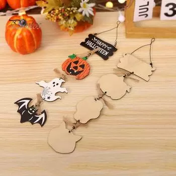 Подвесные украшения на Хэллоуин, деревянная подвеска в виде тыквы-призрака на дверь, украшение на Хэллоуин, украшение для дома, настенное украшение на дверь A
