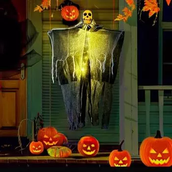 Подвесные украшения на Хэллоуин, уличные светильники со смертью в виде жнеца, светодиодные гирлянды, летающие привидения-скелеты, висящие привидения, реквизит для ужасов, дом Other