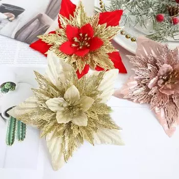 Подвесные украшения Рождественские цветы Имитация венков Аксессуары красный