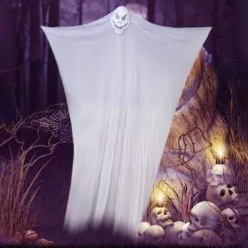 Подвесные украшения в виде привидения, уличный летающий призрак из марли с подушкой в виде скелета, украшение двери на Хэллоуин для украшения двора и дерева белый