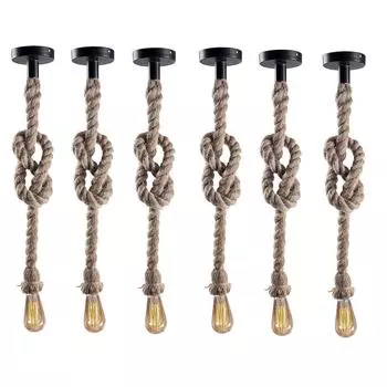 Подвесные веревочные светильники для потолочного подвешивания, лампочка в комплект не входит - Упаковка из 6 штук