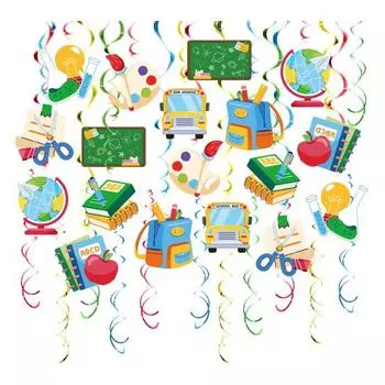 Подвесные завитки для украшения «Назад в школу», украшение потолка в классе, спиральный подвесной вихрь для вечеринки в школьном офисе 48pcs