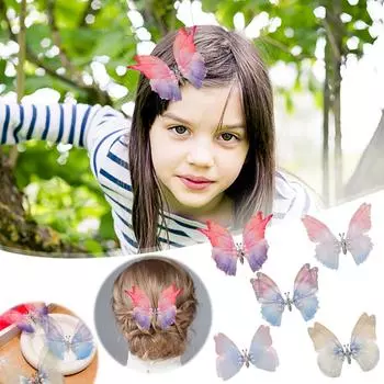 Подвижная заколка-бабочка, детская заколка-бабочка для девочек, заколка-бабочка, аксессуары для волос, подарок для женщин синий