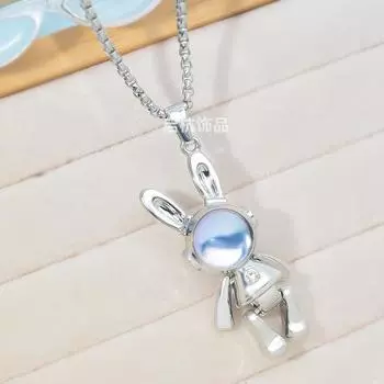 Подвижное ожерелье с космическим кроликом для мужчин и женщин, цепочка для свитера премиум-класса, универсальный мультяшный кулон