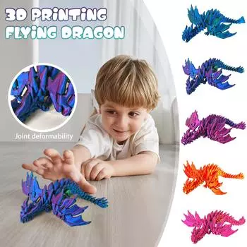Подвижный летающий дракон, подвижный летающий дракон, подходит для украшения дома, праздничных подарков для взрослых и коллекций, крутой вестерн-летающий One Size синий