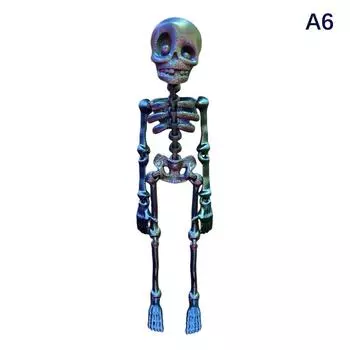 Подвижный скелет Магнит на холодильник 3D-печатный Шарнирный скелет Декор Хэллоуин Хоррор Светящийся череп Магнит Наклейка на холодильник