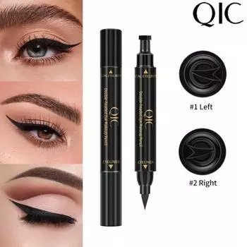 Подводка для глаз с двойной головкой QIC, водостойкая, быстросохнущая, установка левого и правого крыла 2 1PCS