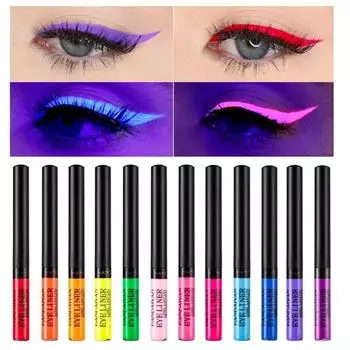 Неоновая жидкая подводка для глаз Водостойкая подводка для глаз Карандаш для глаз с УФ-защитой Цветные фломастеры для глаз Яркая тонкая Подводка для глаз синяя Красная подводка для глаз Макияж для девочек Красота Косметика